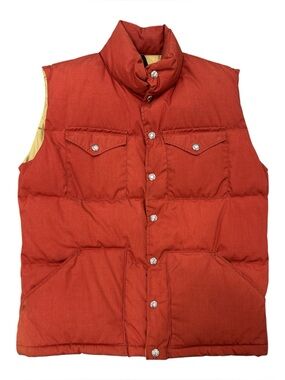 Vintage 70s The North Face Brown Label Red Down Puffer Vest Size: M